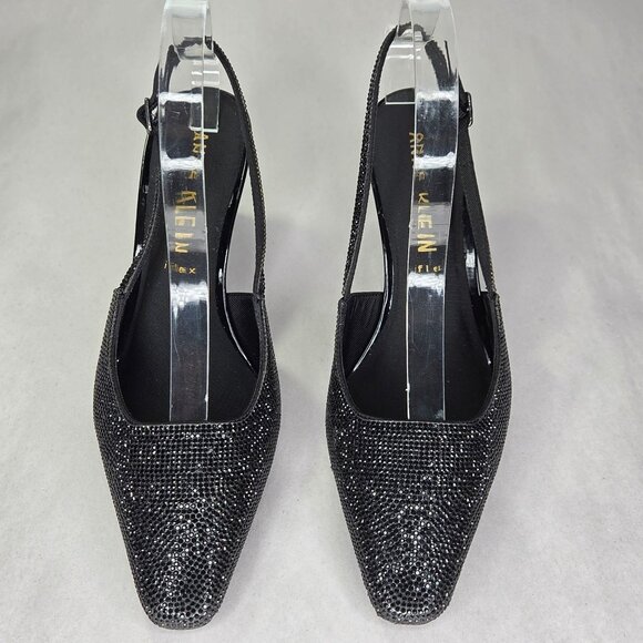 Anne Klein Women's Rosel Snip Toe Slingback Dress Pumps - Black Crystal - Picture 3 of 7